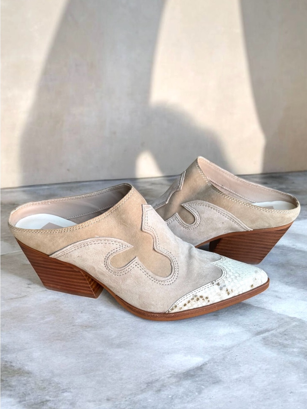 🆕 Dolce Vita Lars Western Mules in Beige Suede